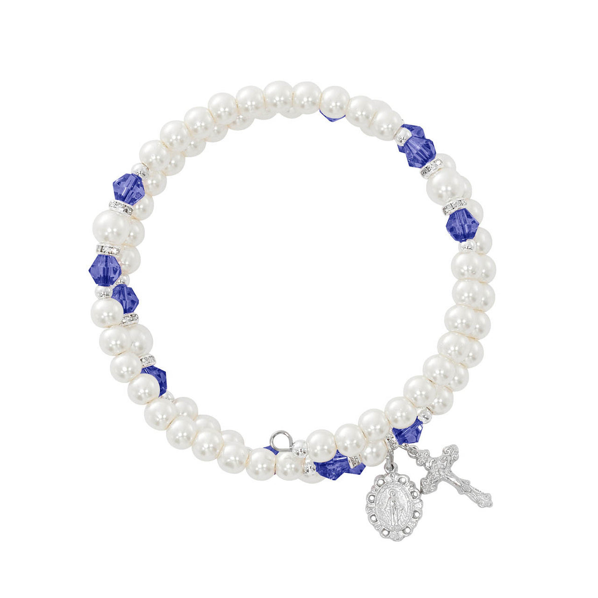 Rondelle September Birthstone Rosary Wrap Bracelet - Sapphire BR7BL