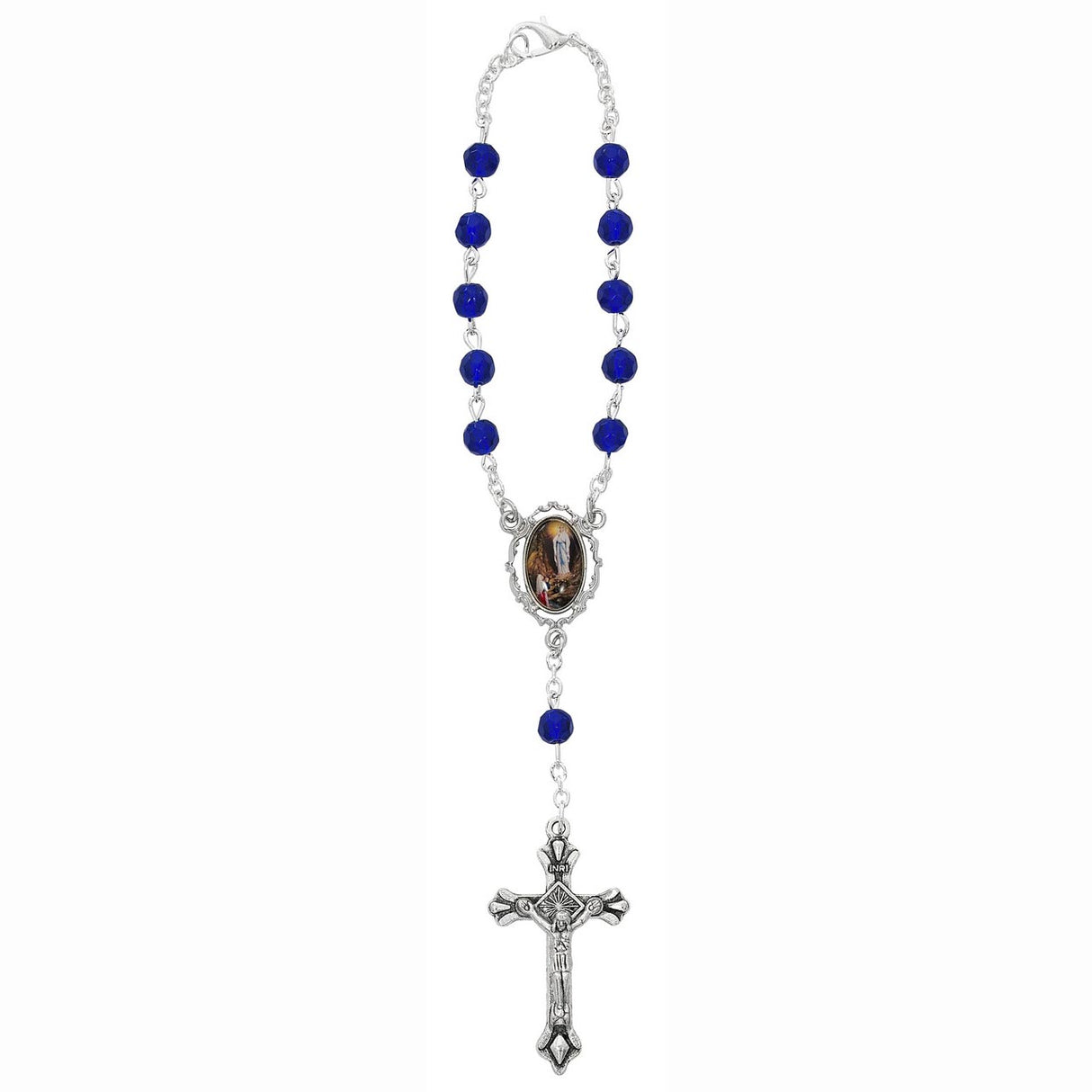 Blue Our Lady of Lourdes 1 Decade Auto Rosary no. AR67C
