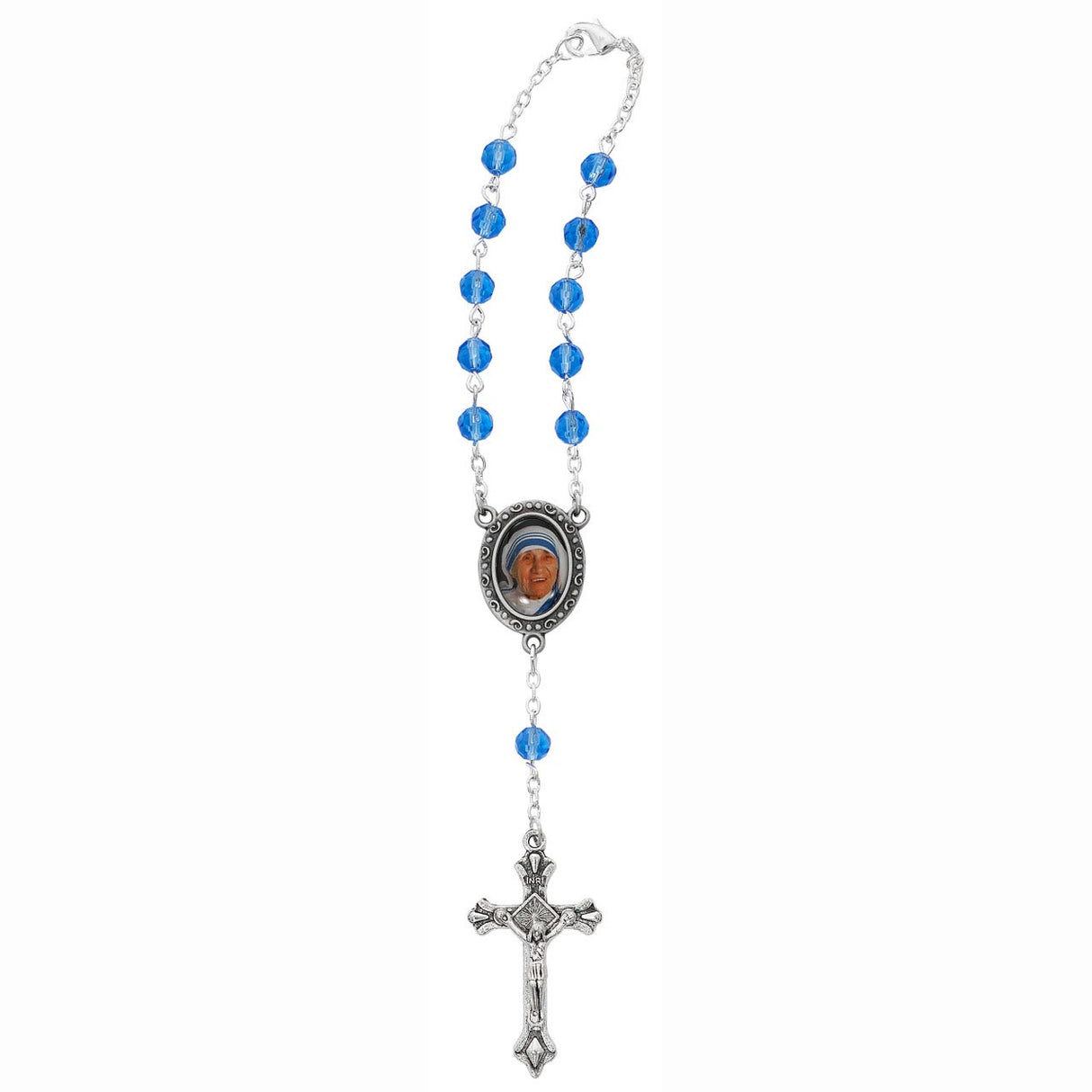 Blue St. Teresa of Calcutta 1 Decade Auto Rosary no. AR78C