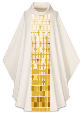 Gothic Chasuble in Dupion Fabric with Multi Cross Orphrey