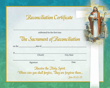 Reconciliation Certificates with Good Shepherd - 50ct per box