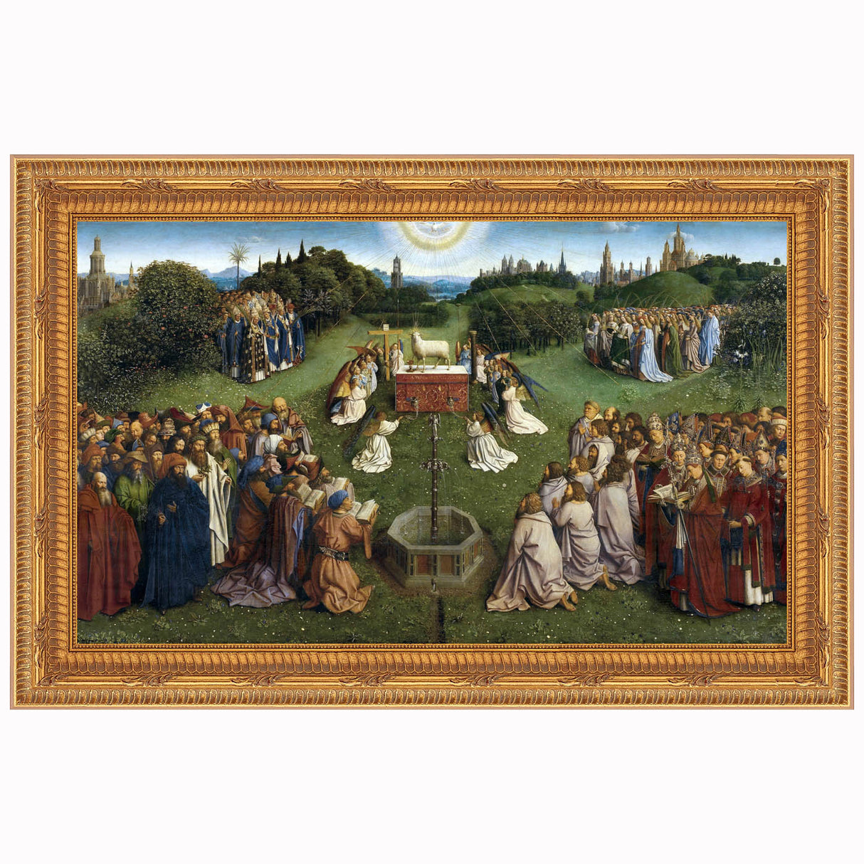 Altar of the Lamb fron Ghent Altarpiece Gold Framed Giclee Print