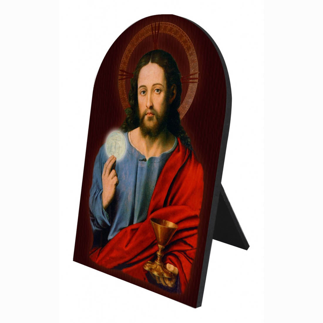 Christ With Eucharist Arched Desk Plaque