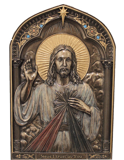 6x9 Colored Bronze Divine Mercy Plaque