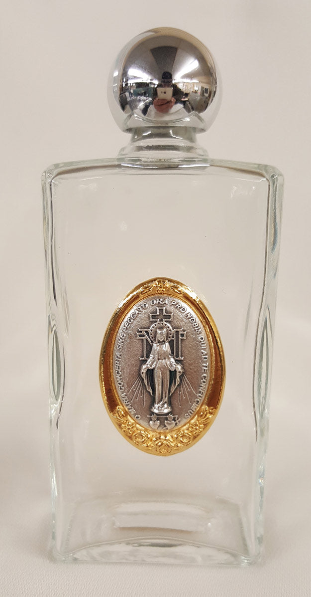 8oz Glass HW Bottle with Miraculous Medal