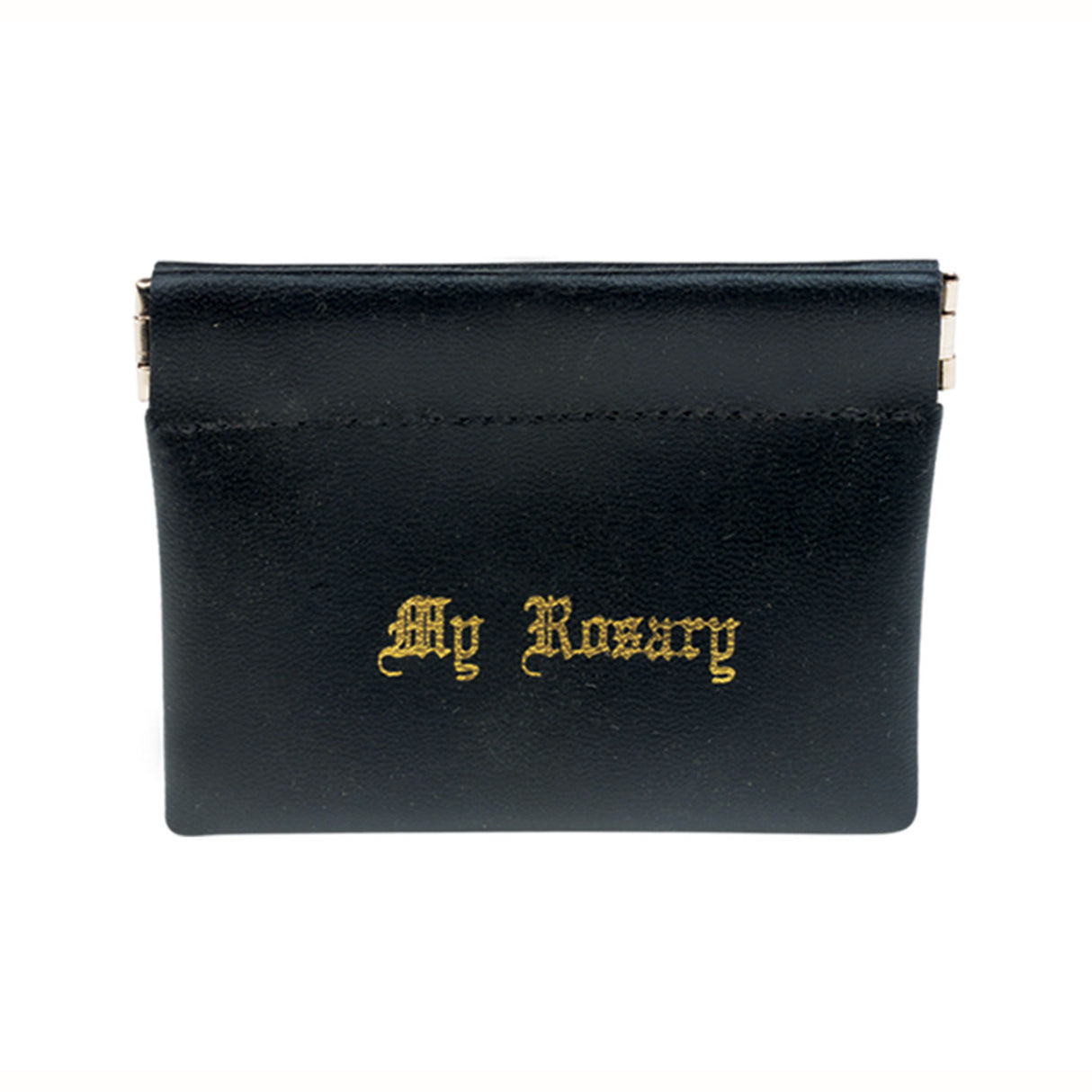 Black Vinyl Leatherette Squeeze Rosary Case