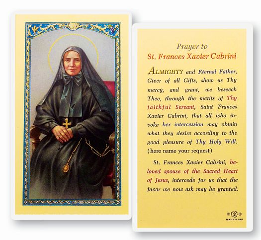 St Francis Xavier Cabrini Holy Card