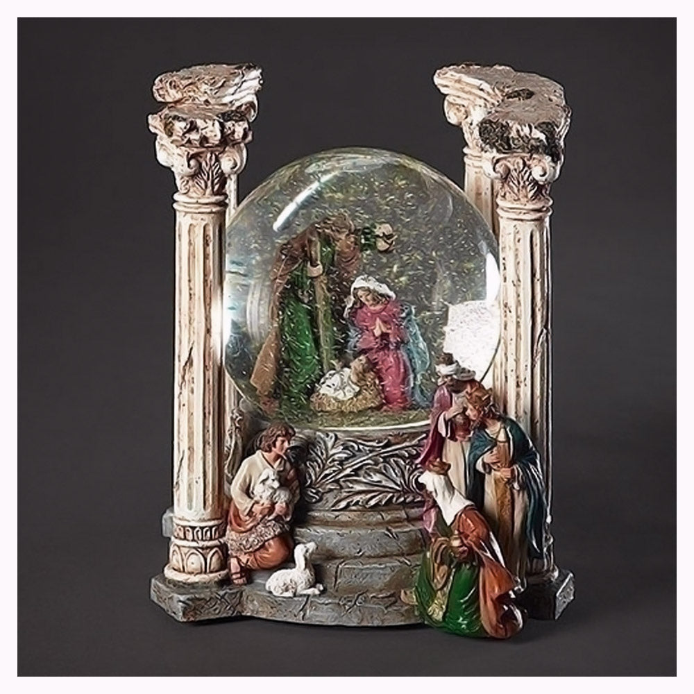 120mm Musical LED Swirl Holy Family Glitterdome