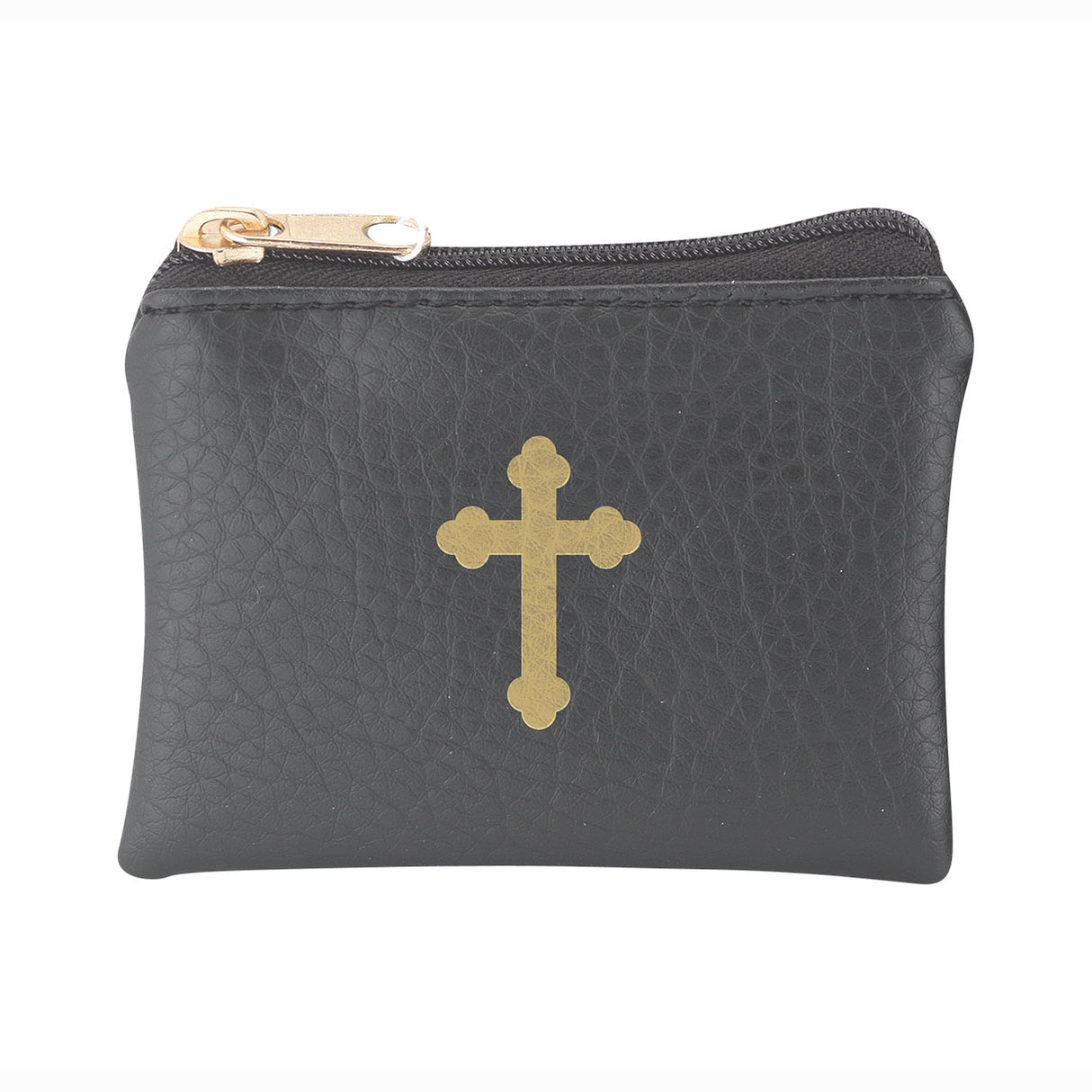Black Leatherette Rosary Case with Cross 1647BK