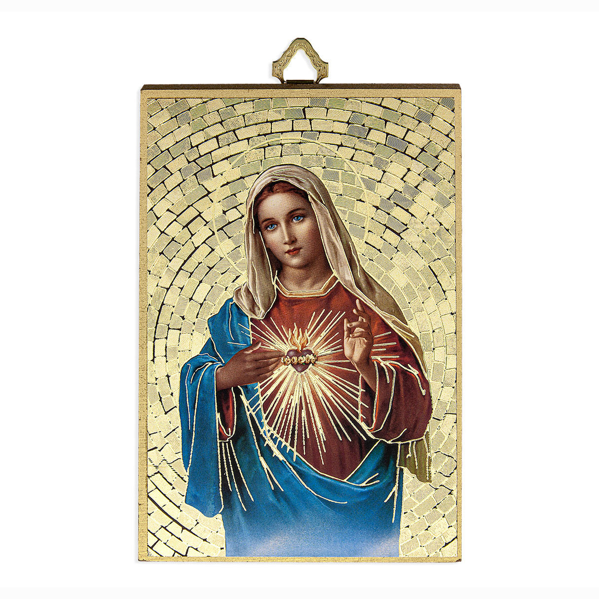 Immaculate Heart of Mary Mosaic Plaque from Italy 4x6 inches