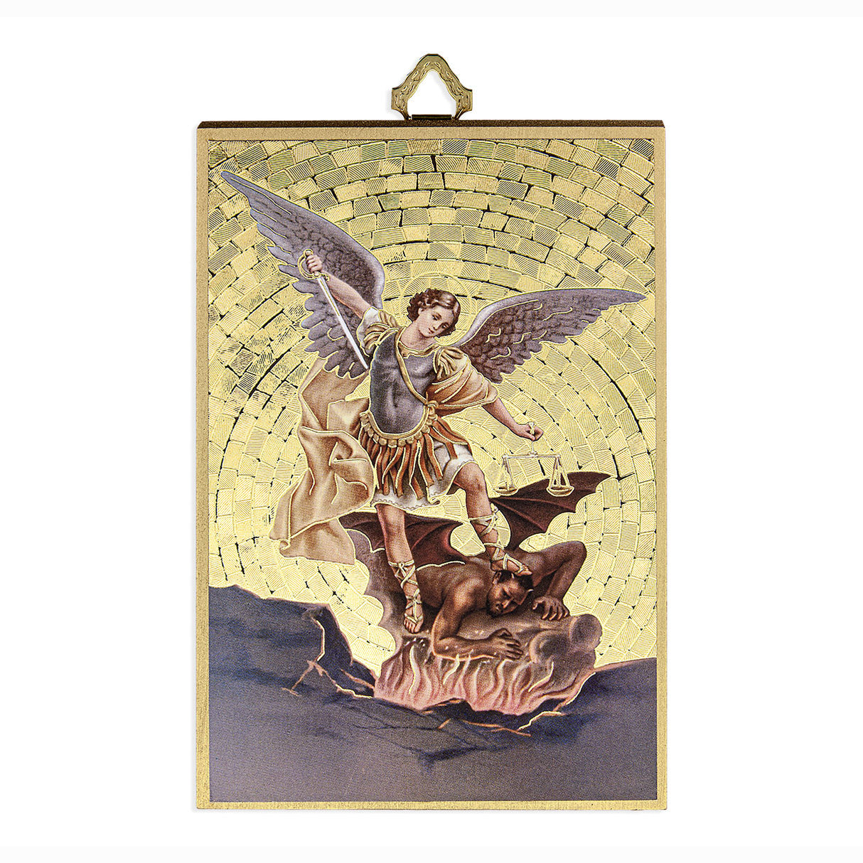 St Michael the Archangel Mosaic Plaque from Italy 4x6