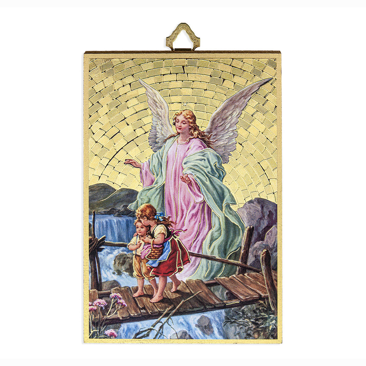 Guardian Angel Mosaic Plaque from Italy 4x6