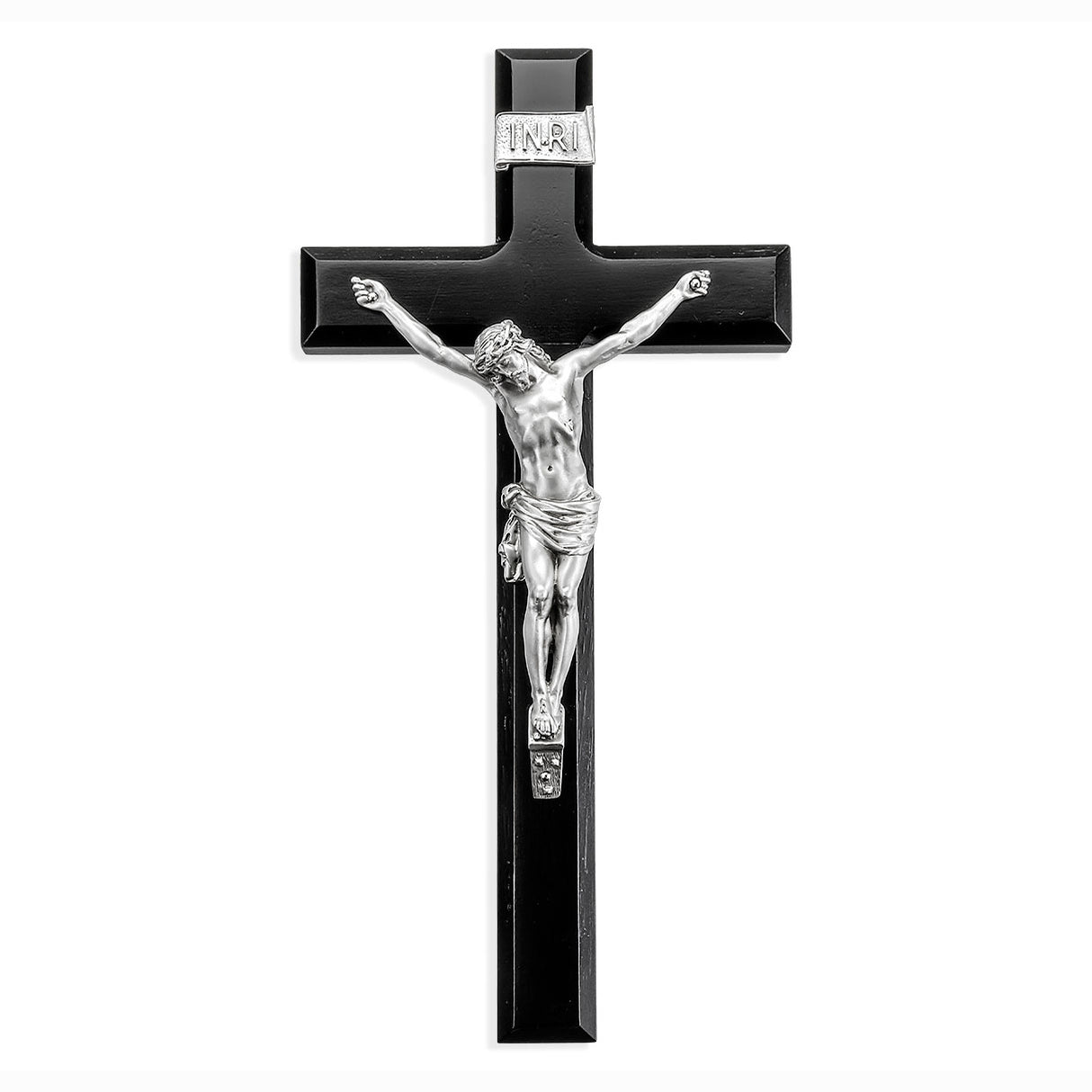 12 inch Traditional Wall Crucifix in Black 28P-12B1