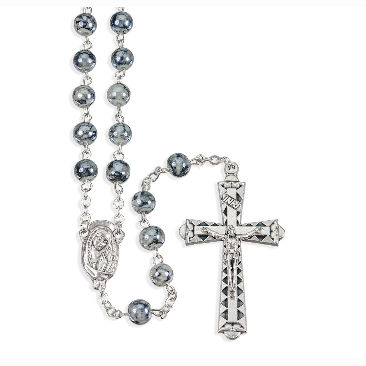6mm Grey Marbelized Rosary from Italy 2308GY