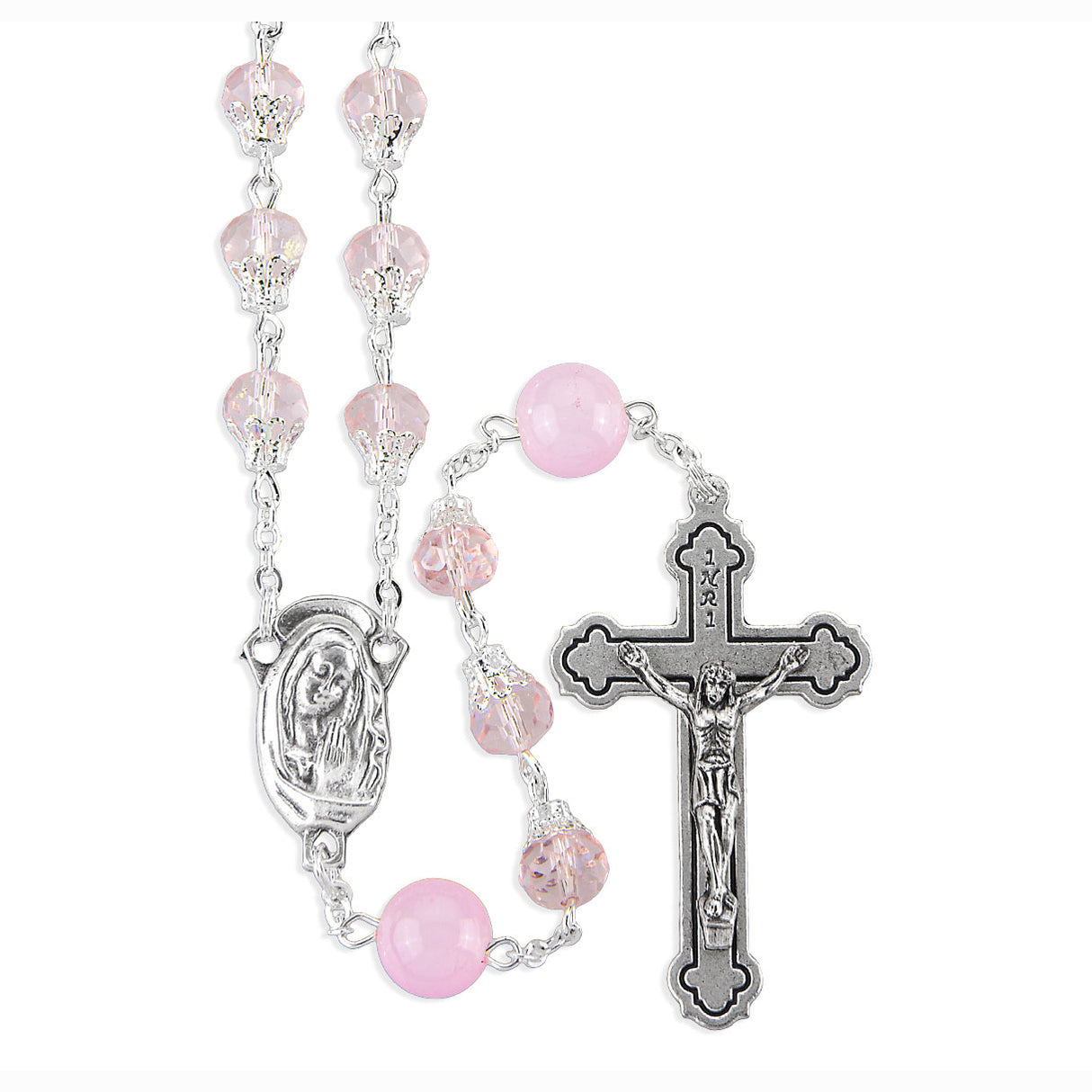 8mm Faceted Pink Bead Rosary from Italy 271PK
