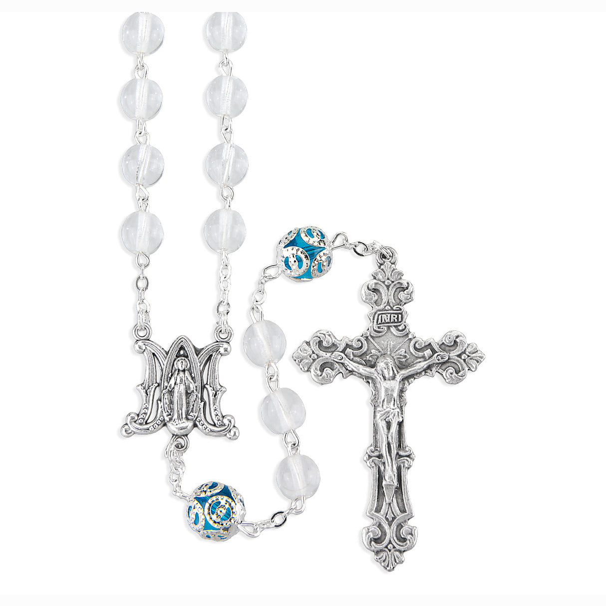 7mm Crystal Clear Bead Rosary from Italy 312CR
