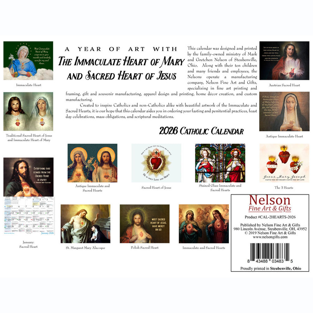 2026 Sacred Hearts Catholic Wall Calendar