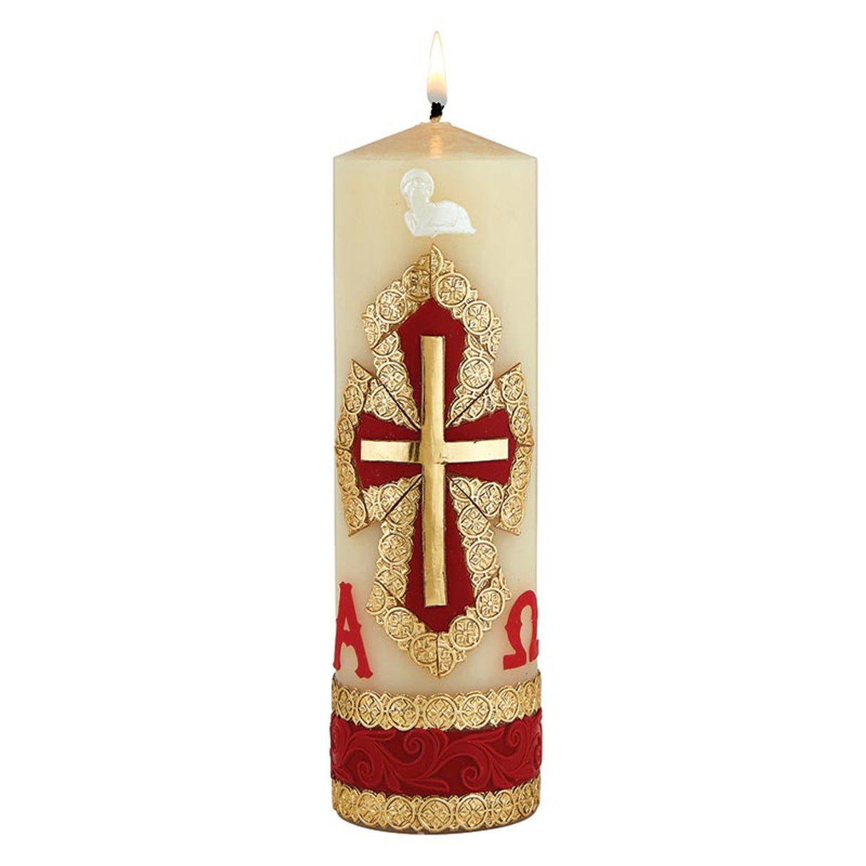 Ruby & Gold Cross Family Cirios Candle N7385