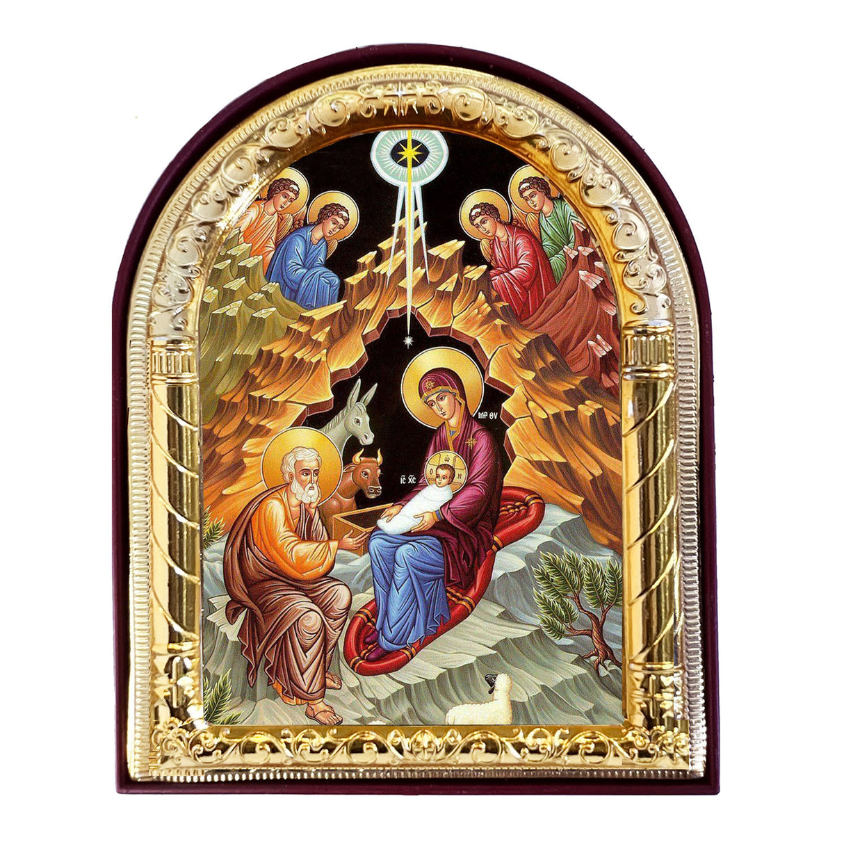 4.25 inch Arched Nativity Icon with Gold Foil J-52