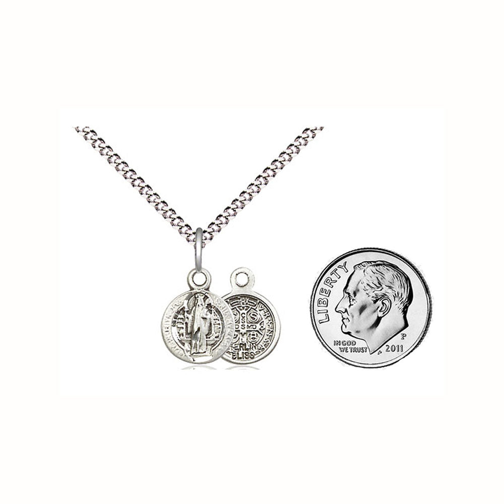 Tiny Sterling St. Benedict Jubilee Medal Neckalce 2341SS/18S