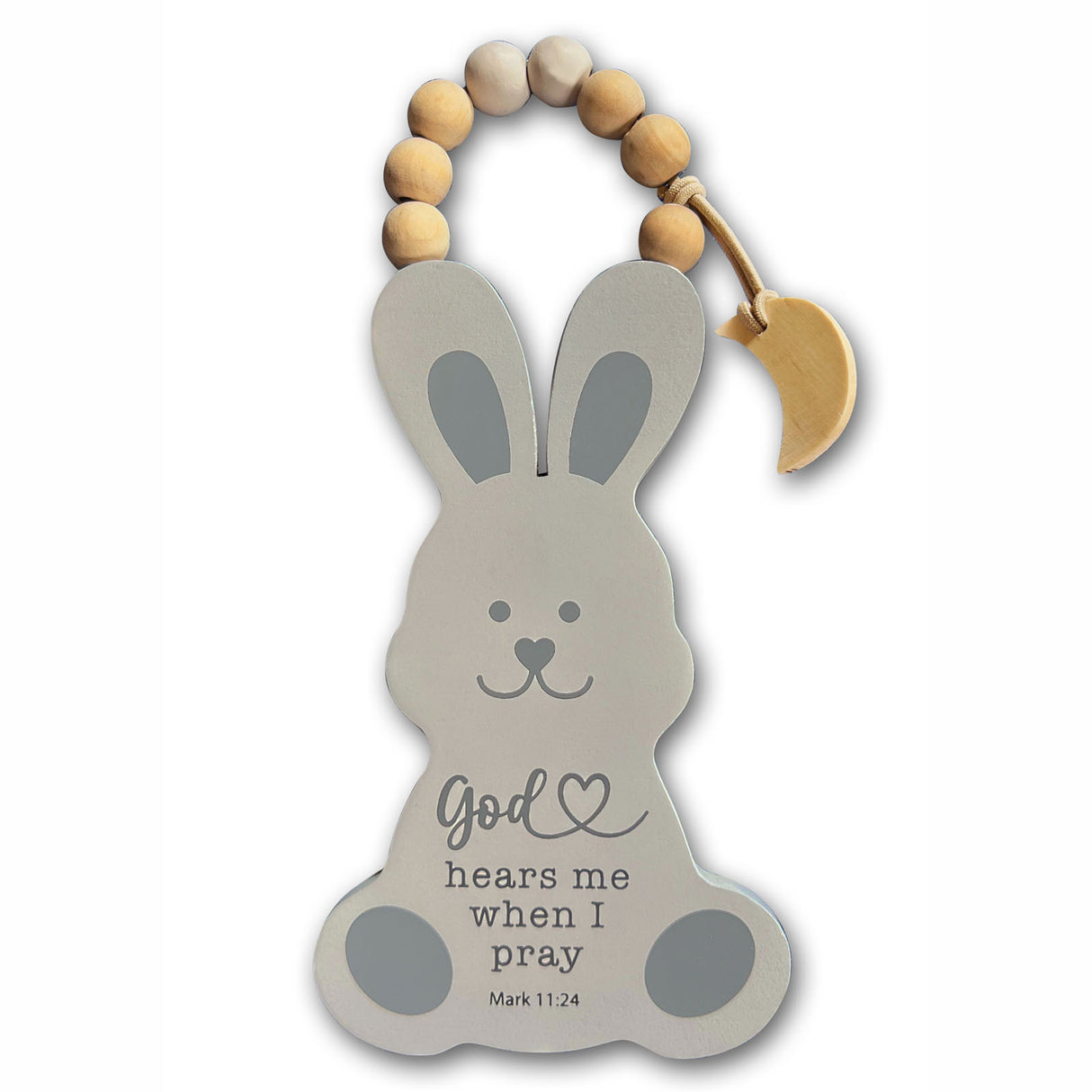 God Hears Me Bunny Wooden Door Hanger