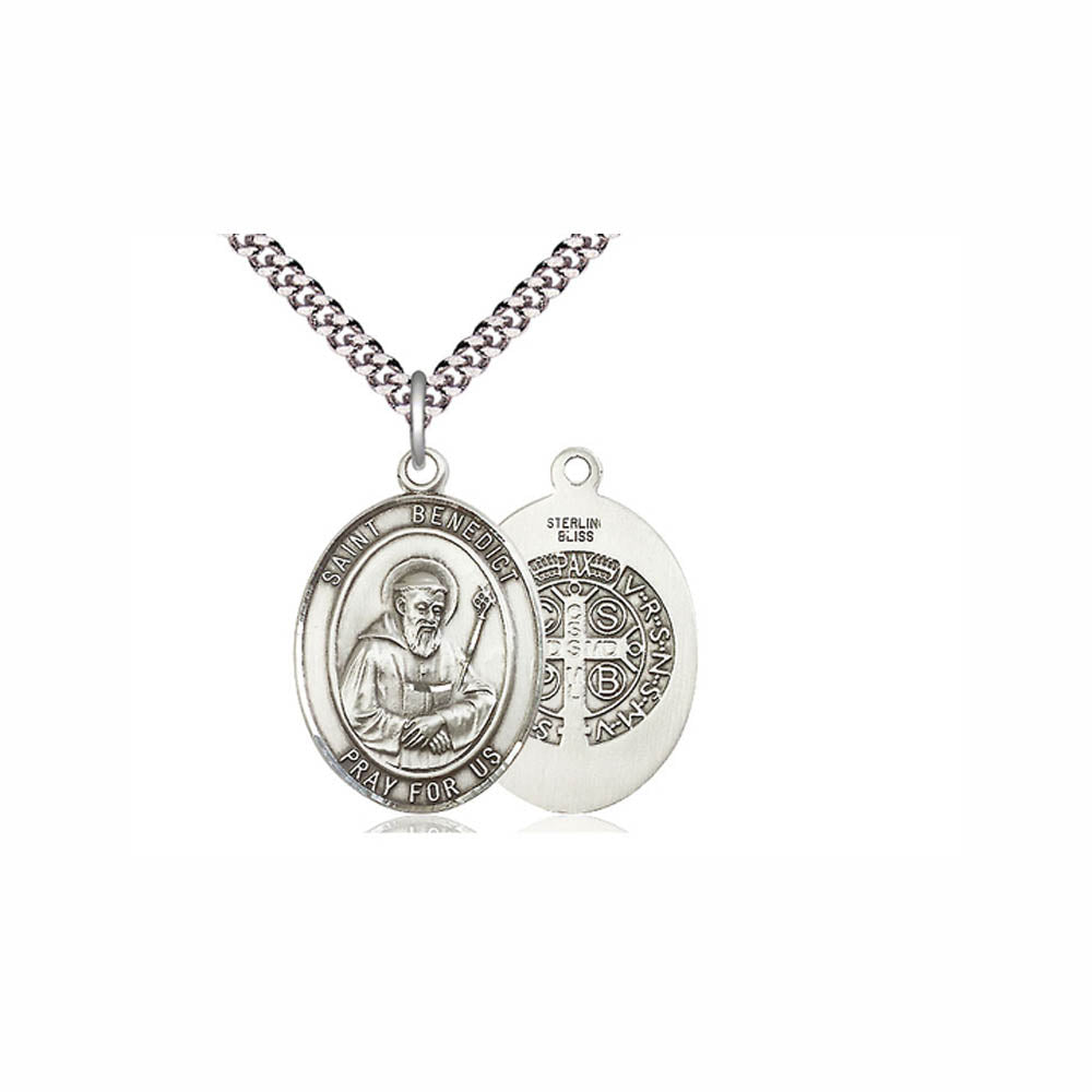 Oval St. Benedict Sterling Silver Medal 7008SS/24S