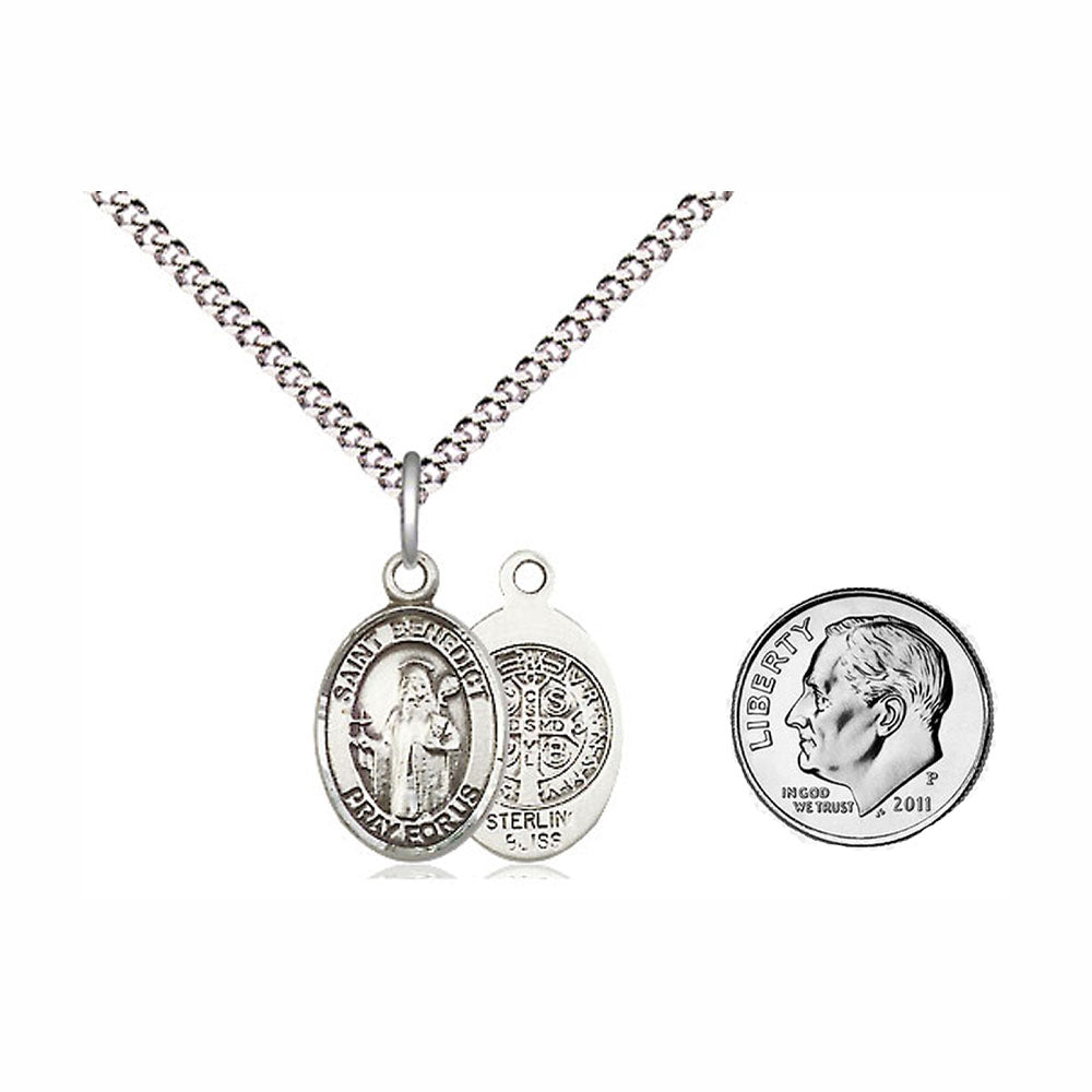 Small Oval St. Benedict Sterling Silver Medal 9008SS/18S