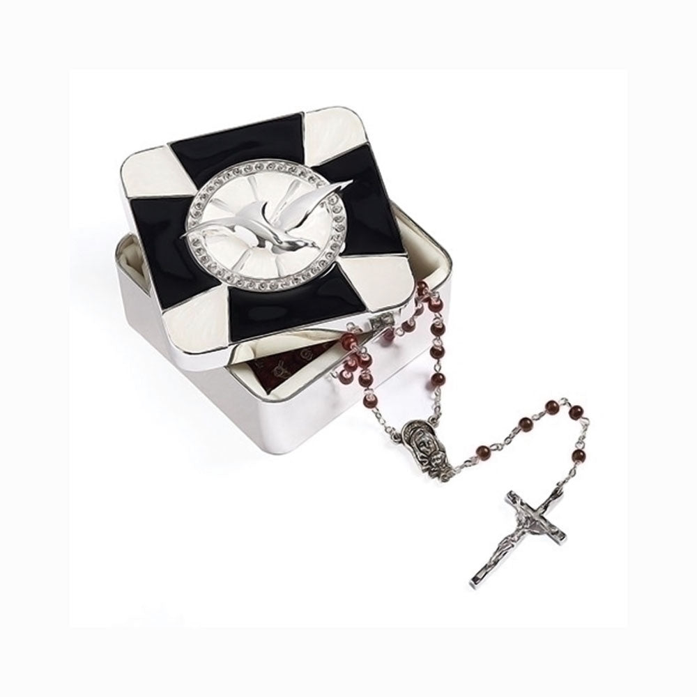 Black & Silver Confirmation Rosary Box-19817