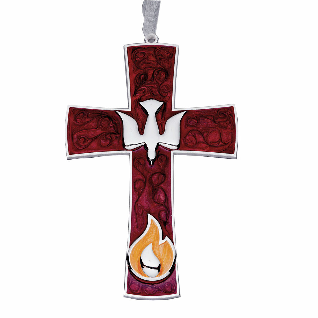 Red Confirmation Cross with Dove - 19895