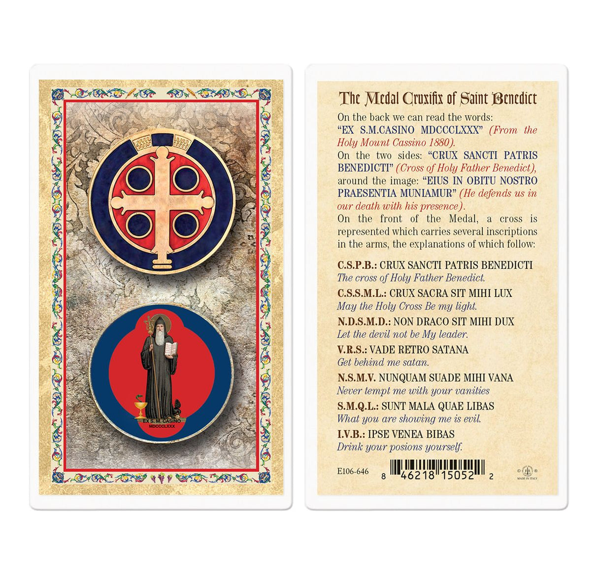 Medal Crucifix of Saint Benedict Laminated Holy Card