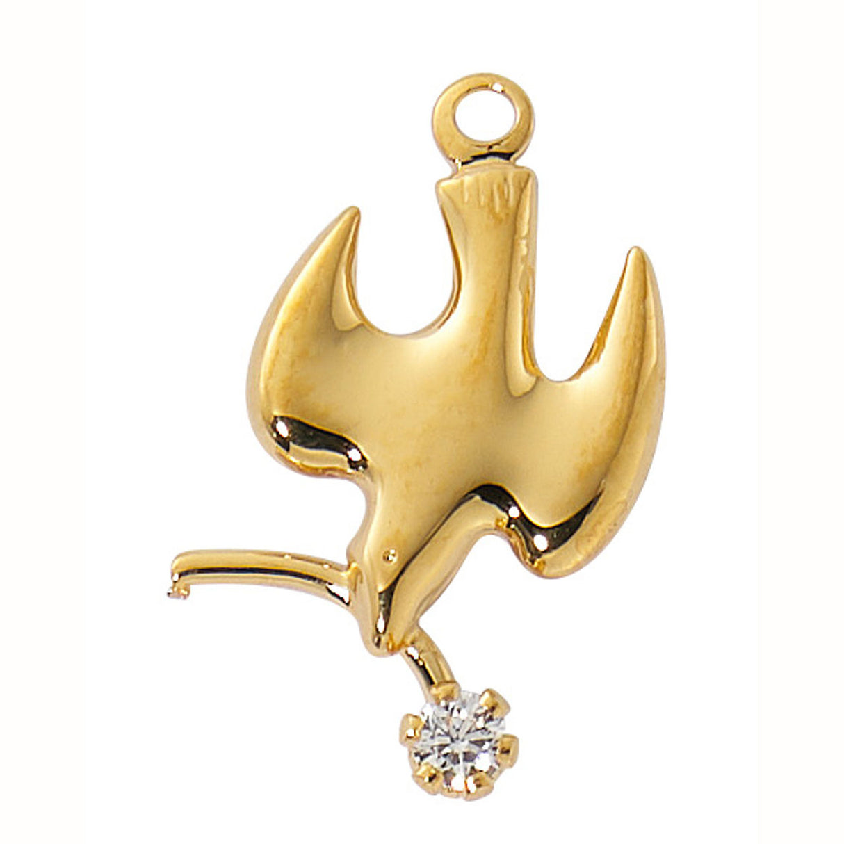 Gold over Sterling Dove Necklace with Cubic Zirconia Crystal J9243