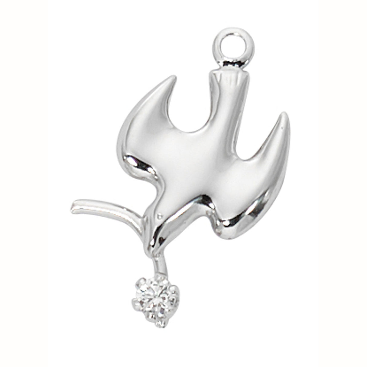 Sterling Silver Dove Necklace with Cubic Zirconia Crystal L9243