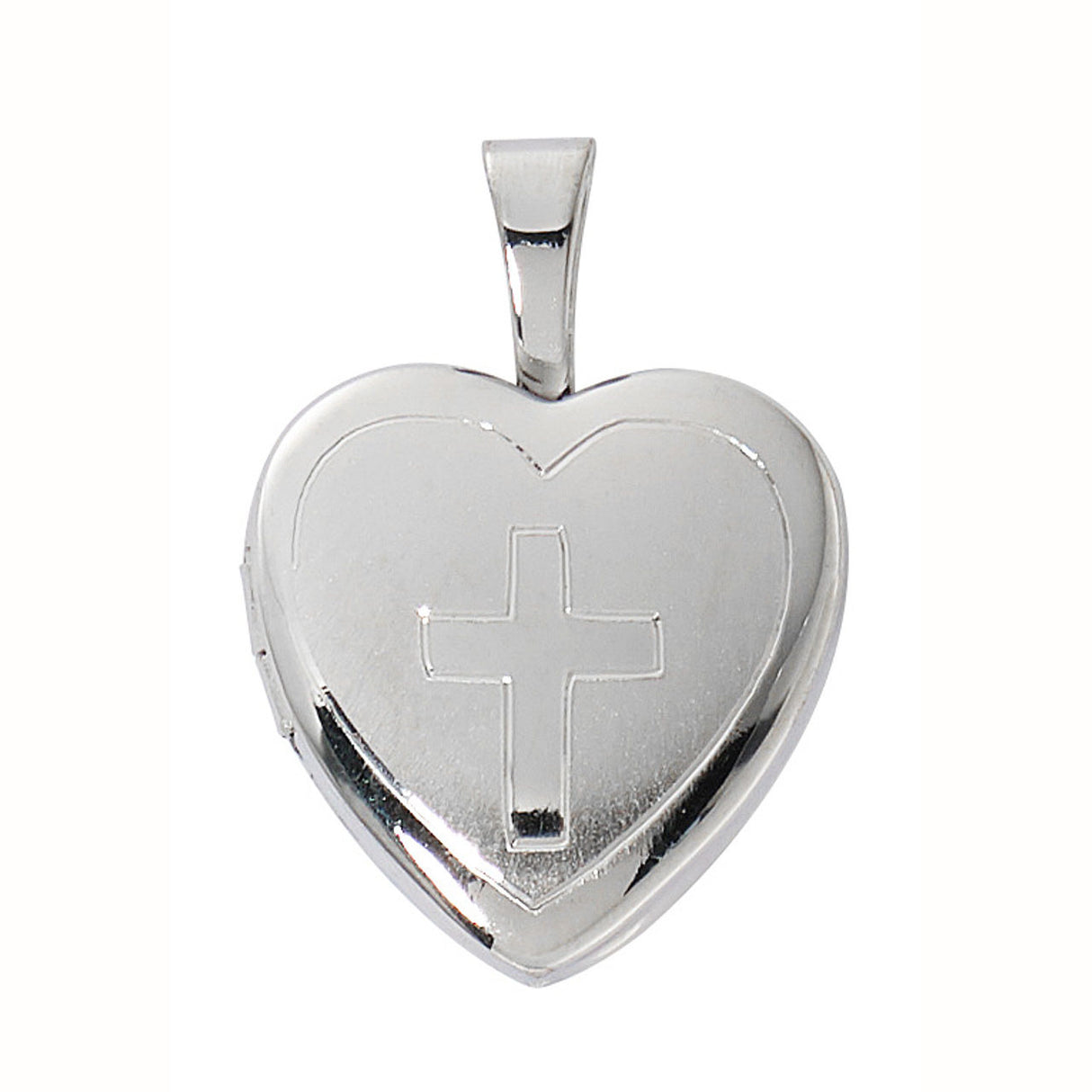 Sterling Silver Heart Locket with Cross Pendant L9295