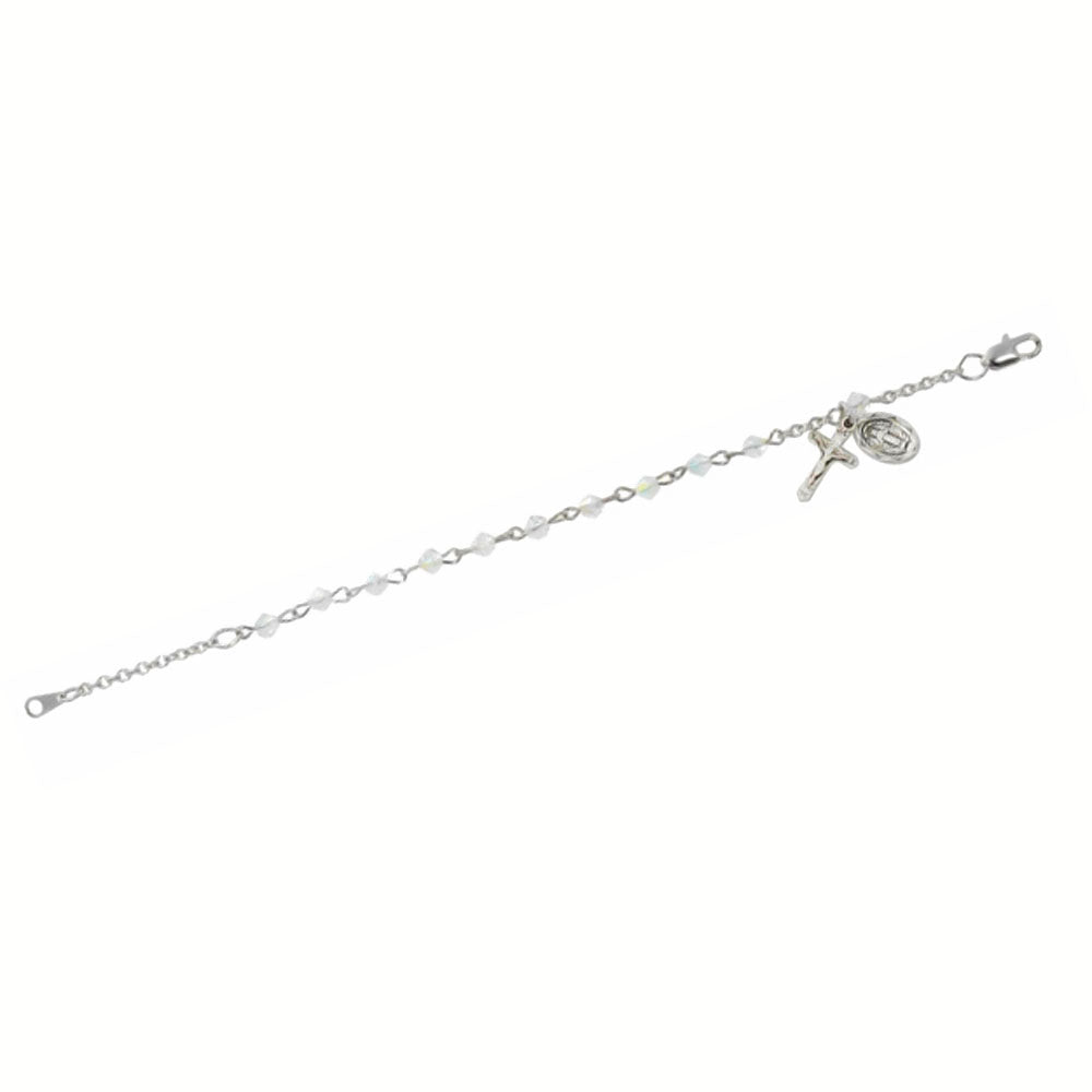Sterling Silver & Swarvorski Crystal Rosary Bracelet BR24