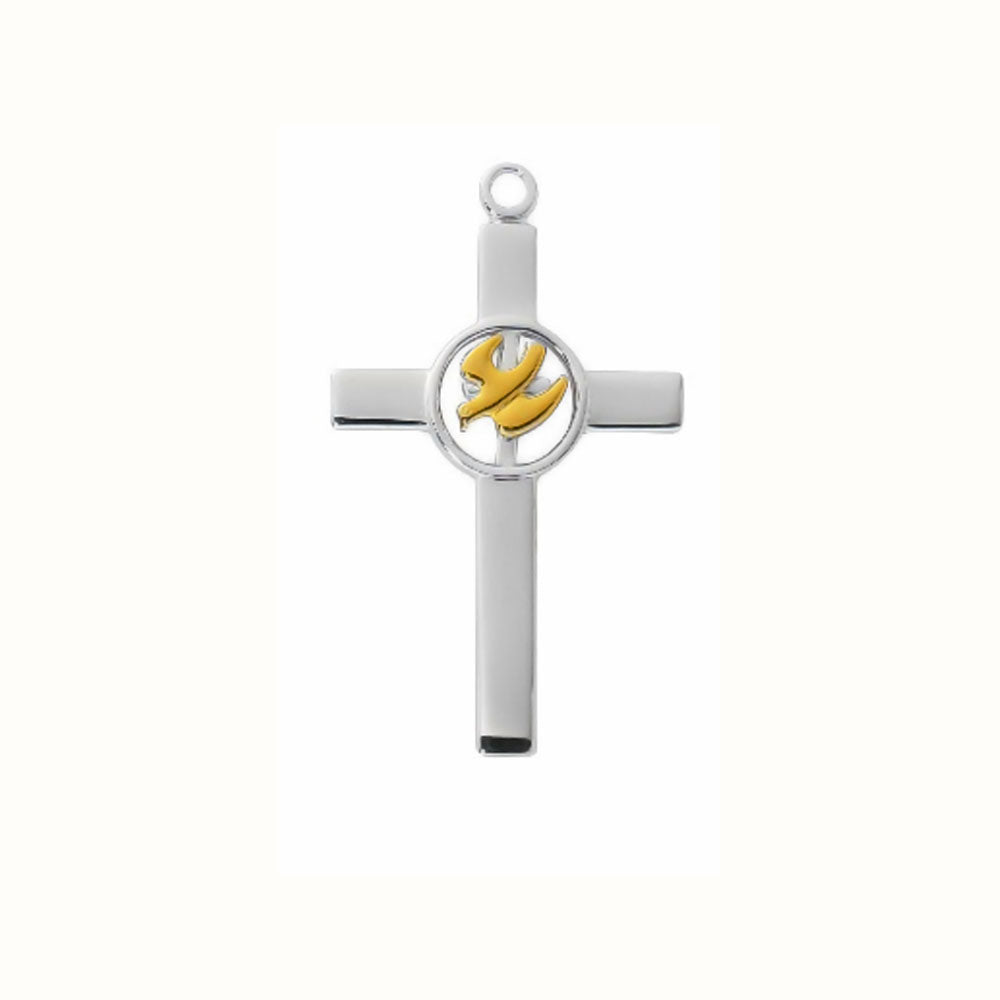 Sterling Cross with Gold Plate Dove Center Pendant L9302