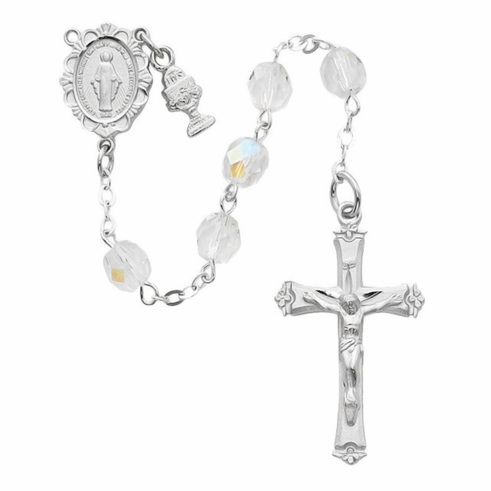 1st Communion AB Crystal Bead Rosary C66RW