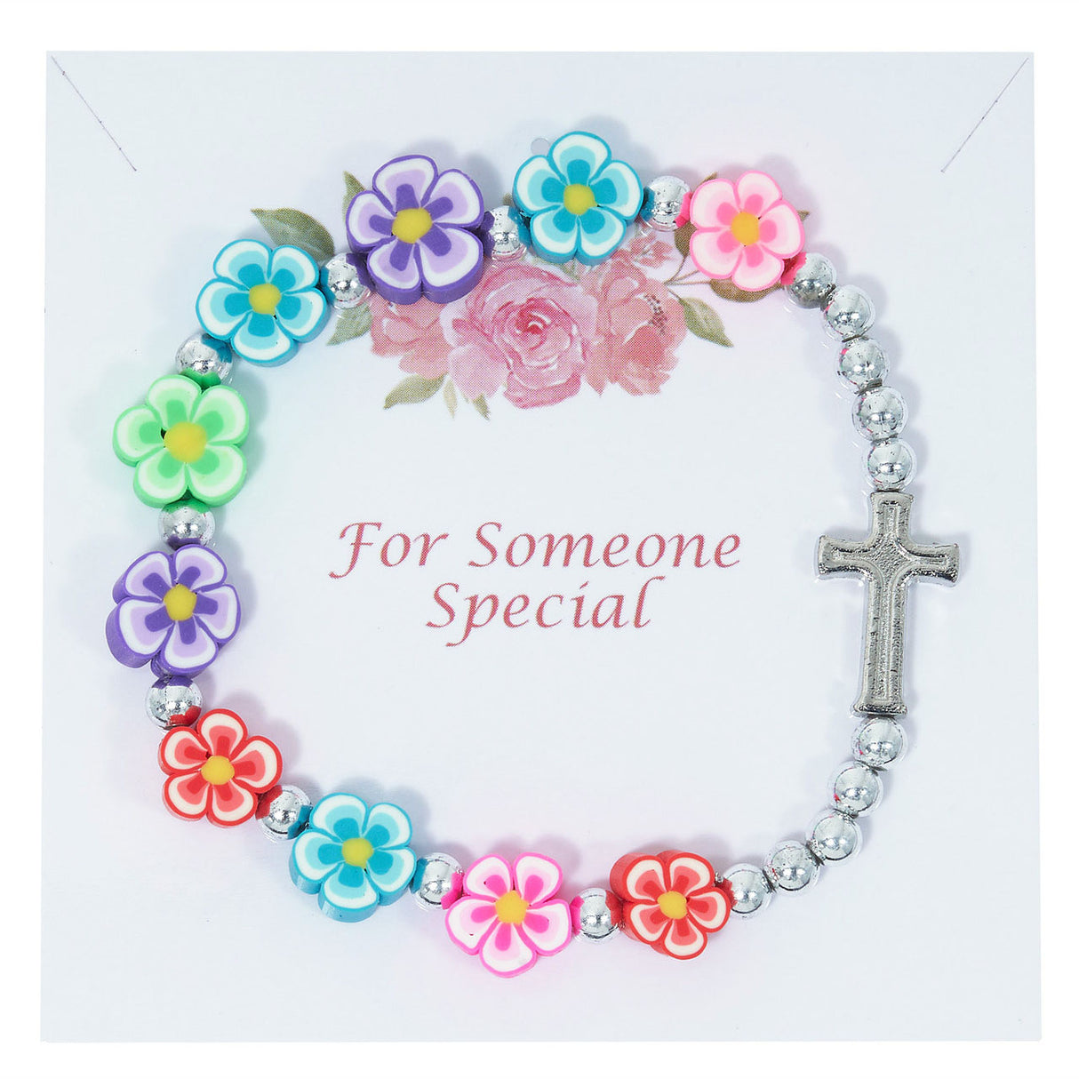 Kids Multi-color Flower Rosary Bracelet BR893