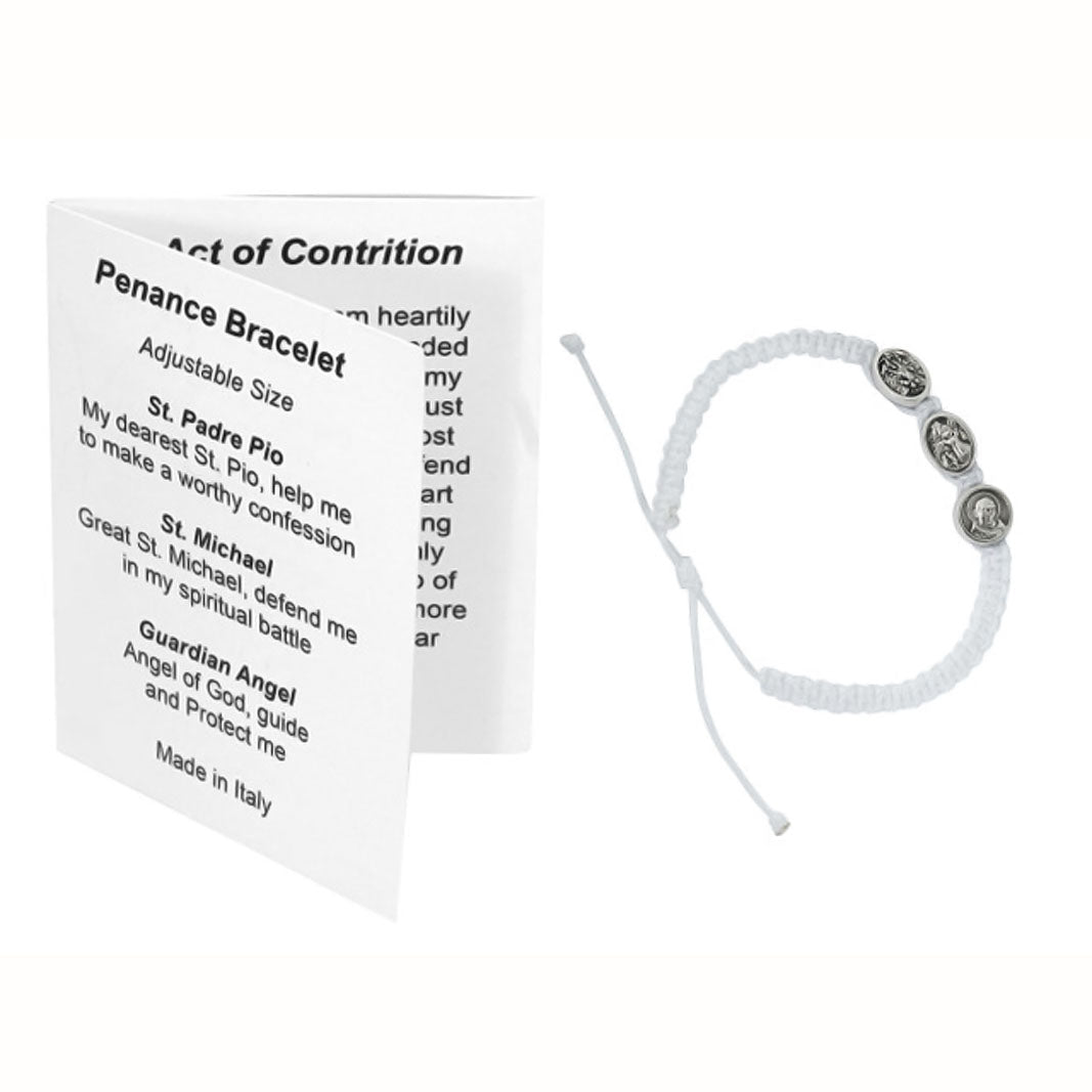 Adjustable White Cord Penance Bracelet for Children PB1