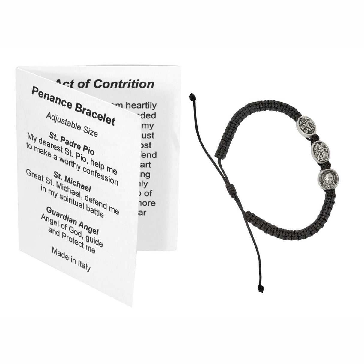 Adjustable Black Cord Penance Bracelet for Children PB2