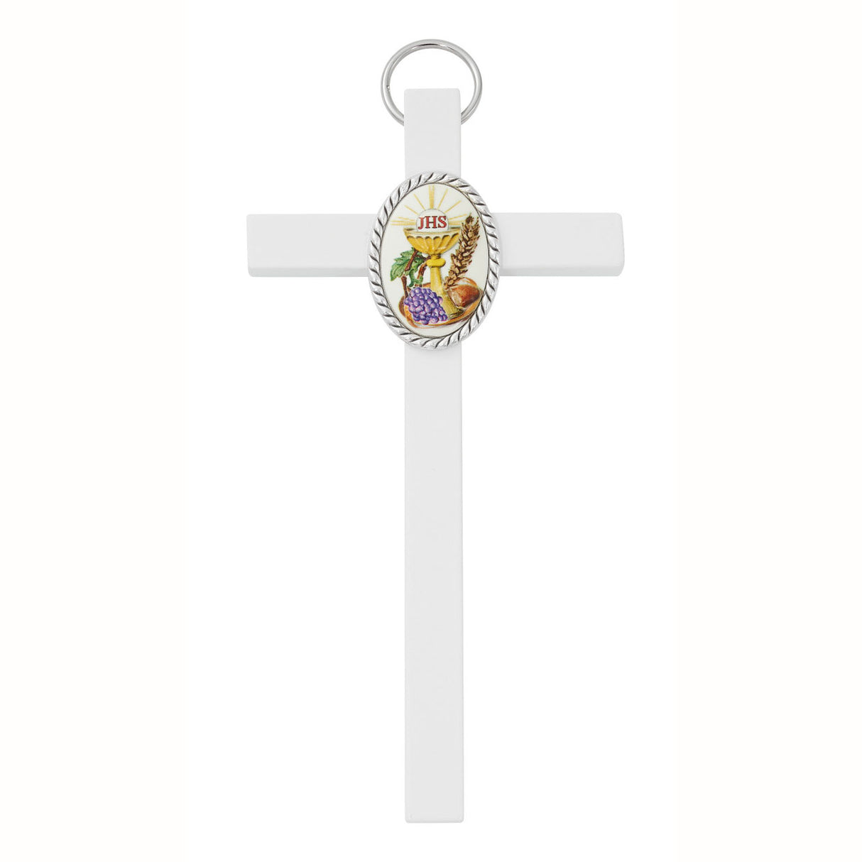 6 inch White First Communion Cross 75-64