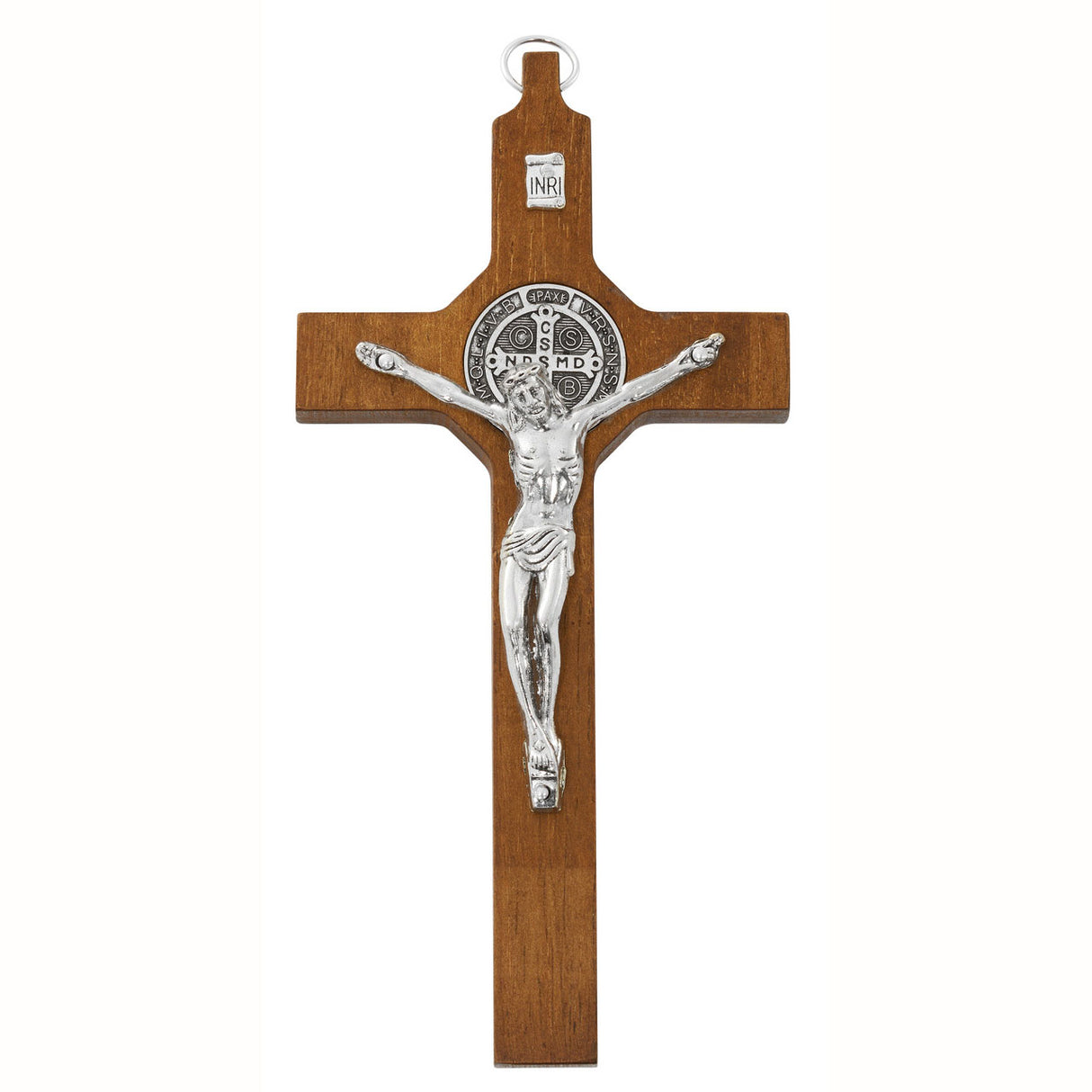 8 inch Walnut Finish St Benedict Crucifix 81-85
