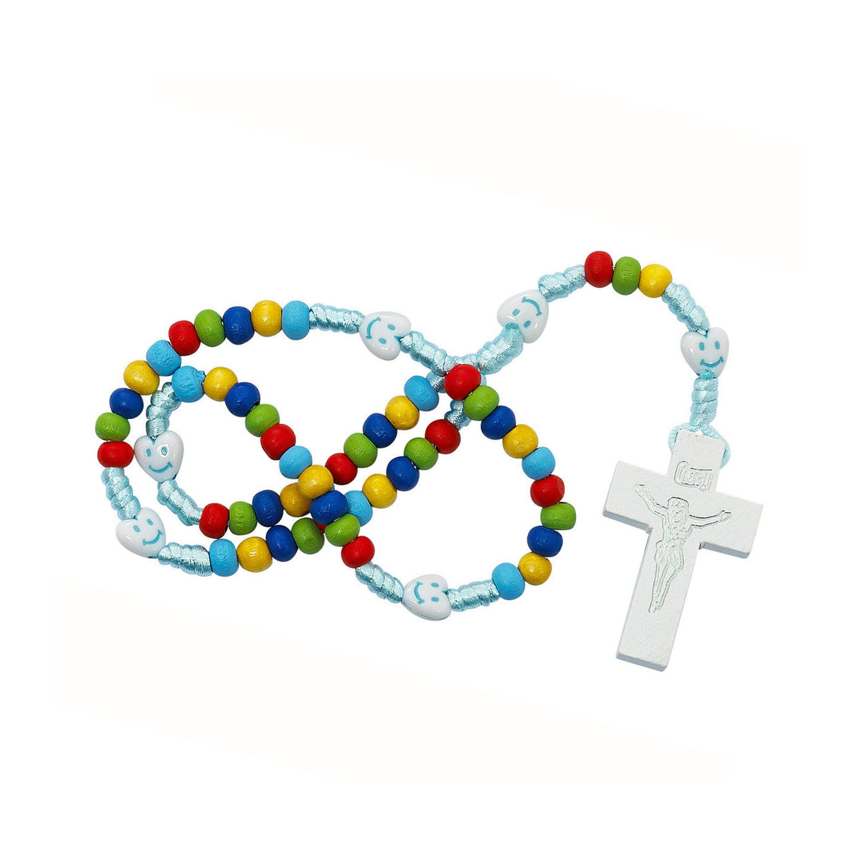 Kids Primary Colored Wood Cord Rosary P567R