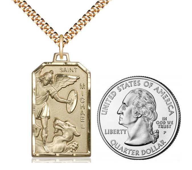 14KT Gold Filled St. Michael Rectangle Medal 5720GF/24G