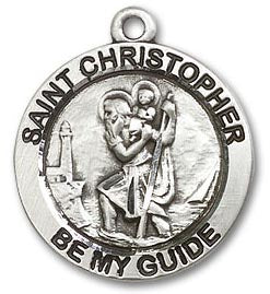 Round Sterling Silver St. Christopher Medal 4075SS/24S