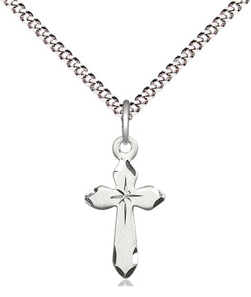 Sterling Engraved Starburst Cross Pendant 2529ss