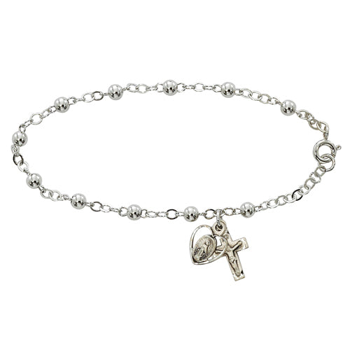 4mm All Sterling Silver Rosary Bracelet 913L