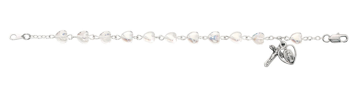 Aurora Crystal Heart Child Rosary Bracelet BR76M