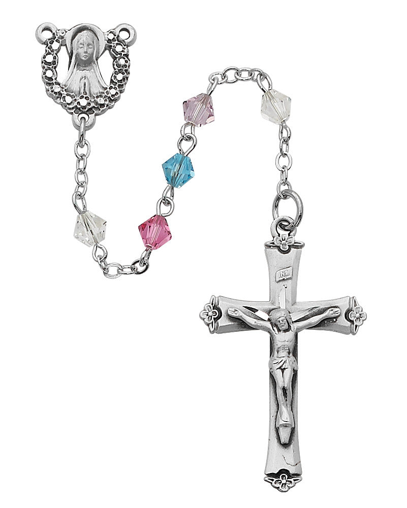 Sterling Silver with Multi-Color Swarvoski Crystal Rosary