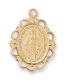 Miraculous Medal with Gold over Sterling Silver J572