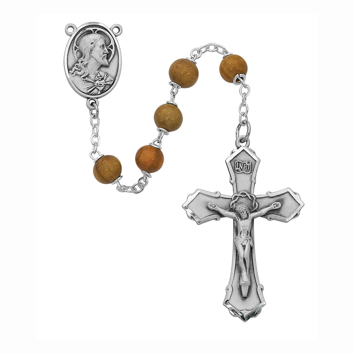 Deluxe Olivewood & Pewter Rosary 126D/F